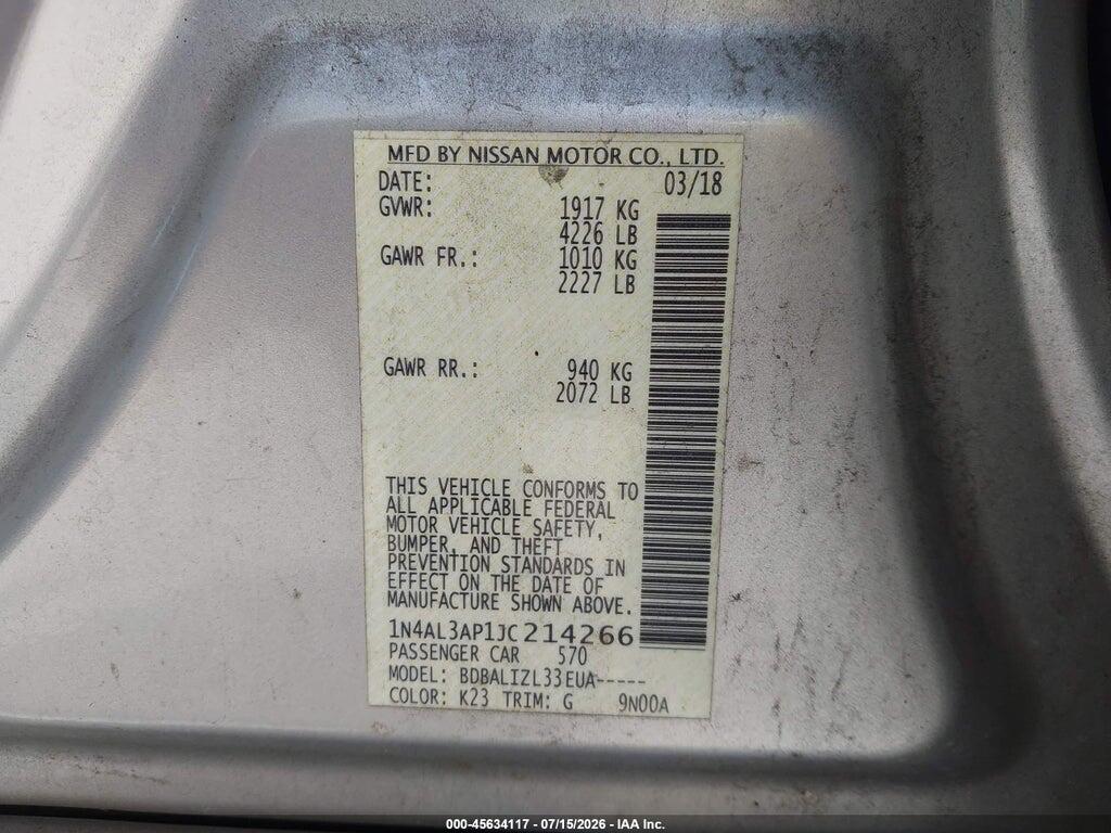 1N4AL3AP1JC214266 2018 NISSAN ALTIMA photo no. 9