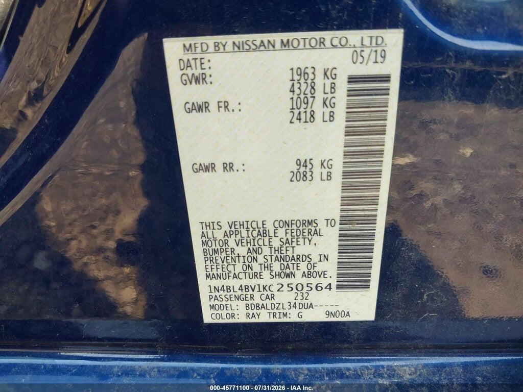 1N4BL4BV1KC250564 2019 NISSAN ALTIMA photo no. 9