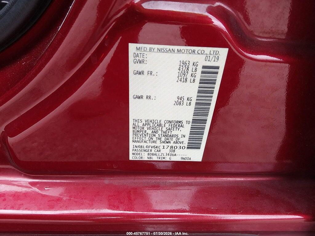 1N4BL4FV6KC178030 2019 NISSAN ALTIMA photo no. 9
