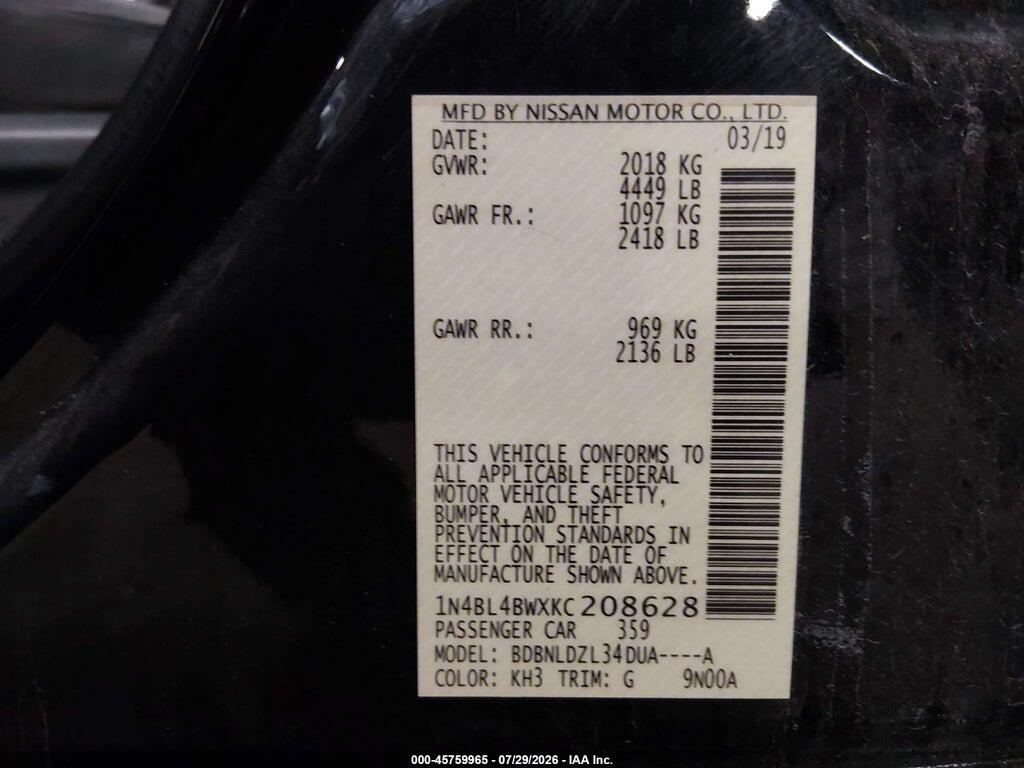 1N4BL4BWXKC208628 2019 NISSAN ALTIMA photo no. 9