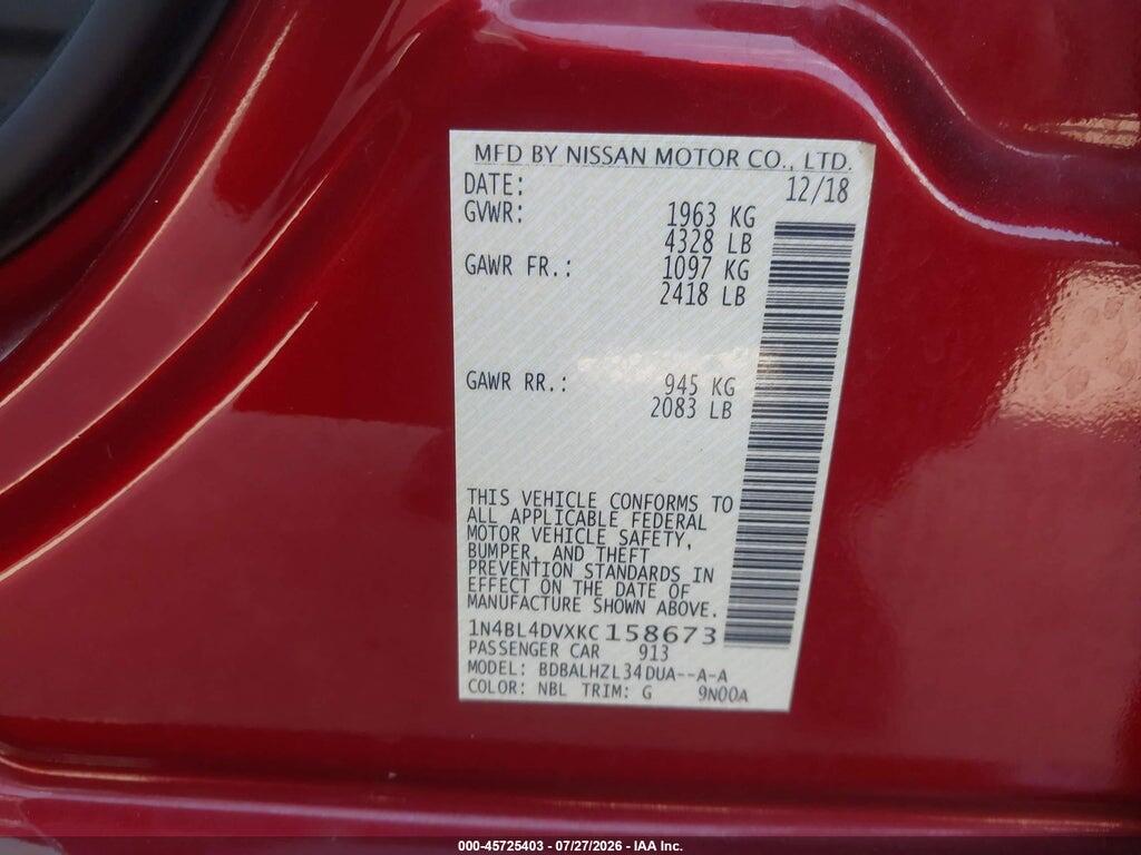1N4BL4DVXKC158673 2019 NISSAN ALTIMA photo no. 9