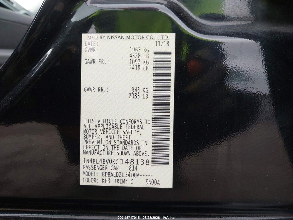 1N4BL4BV0KC148138 2019 NISSAN ALTIMA photo no. 9