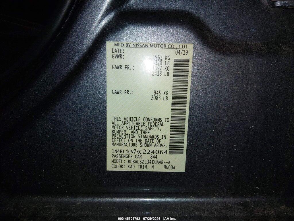1N4BL4CV7KC224064 2019 NISSAN ALTIMA photo no. 9