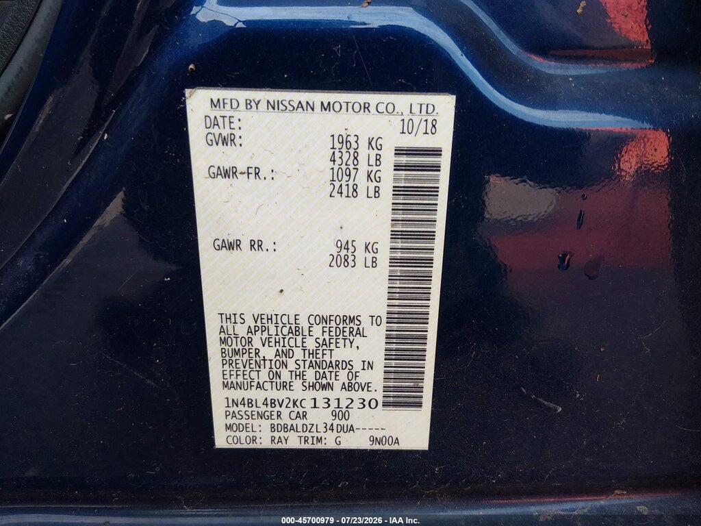 1N4BL4BV2KC131230 2019 NISSAN ALTIMA photo no. 9