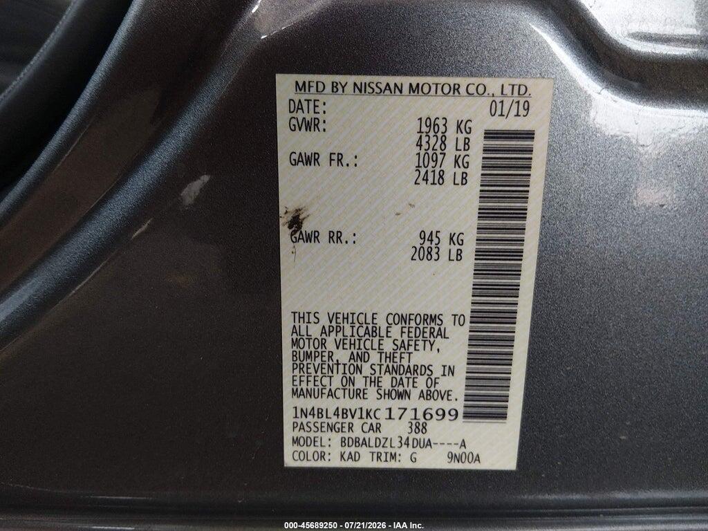 1N4BL4BV1KC171699 2019 NISSAN ALTIMA photo no. 9