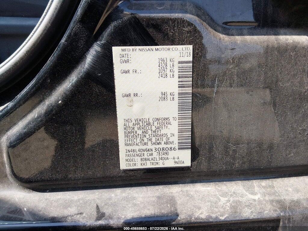 1N4BL4DV6KN308086 2019 NISSAN ALTIMA photo no. 9
