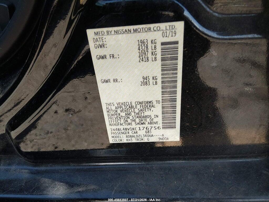 1N4BL4BV1KC176756 2019 NISSAN ALTIMA photo no. 9