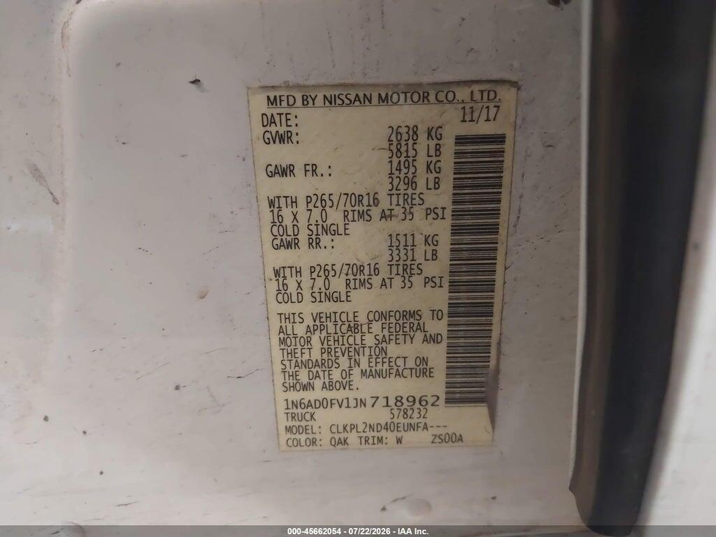 1N6AD0FV1JN718962 2018 NISSAN FRONTIER photo no. 9