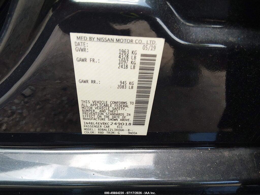 1N4BL4EV8KC249018 2019 NISSAN ALTIMA photo no. 9