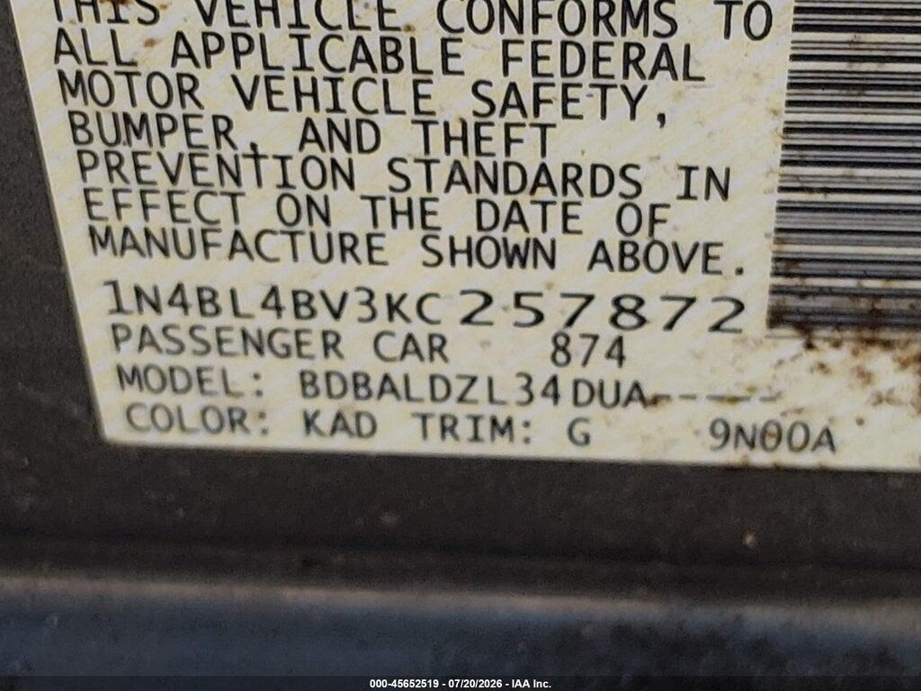 1N4BL4BV3KC257872 2019 NISSAN ALTIMA photo no. 9