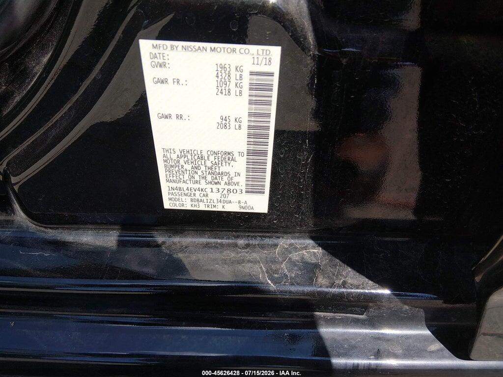1N4BL4EV4KC137803 2019 NISSAN ALTIMA photo no. 9