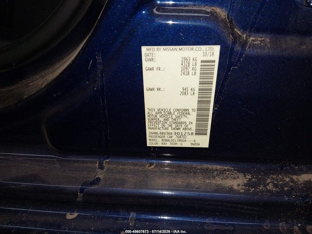 1N4BL4BV3KN301258 2019 NISSAN ALTIMA photo no. 9