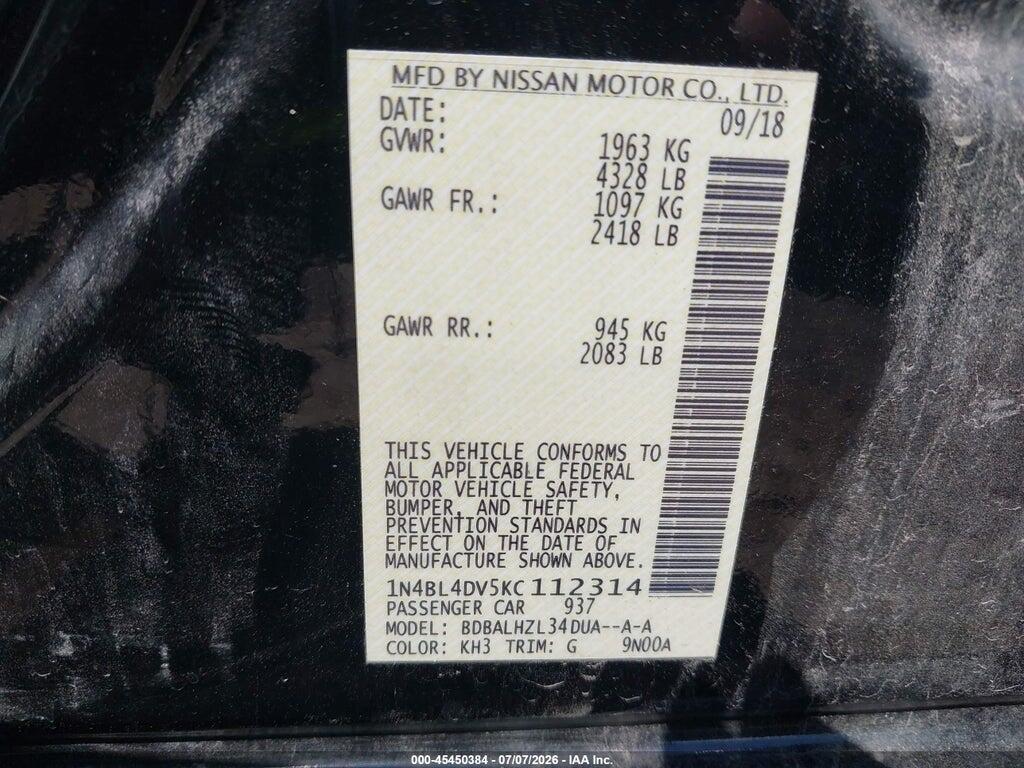 1N4BL4DV5KC112314 2019 NISSAN ALTIMA photo no. 9