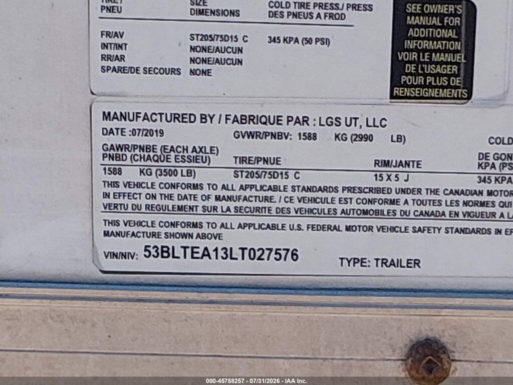 53BLTEA13LT027576 2020 LGS ENCLOSED TRAILER photo no. 9