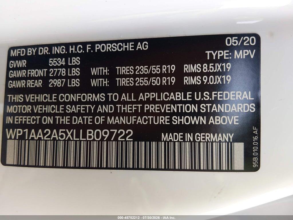 WP1AA2A5XLLB09722 2020 PORSCHE MACAN photo no. 9