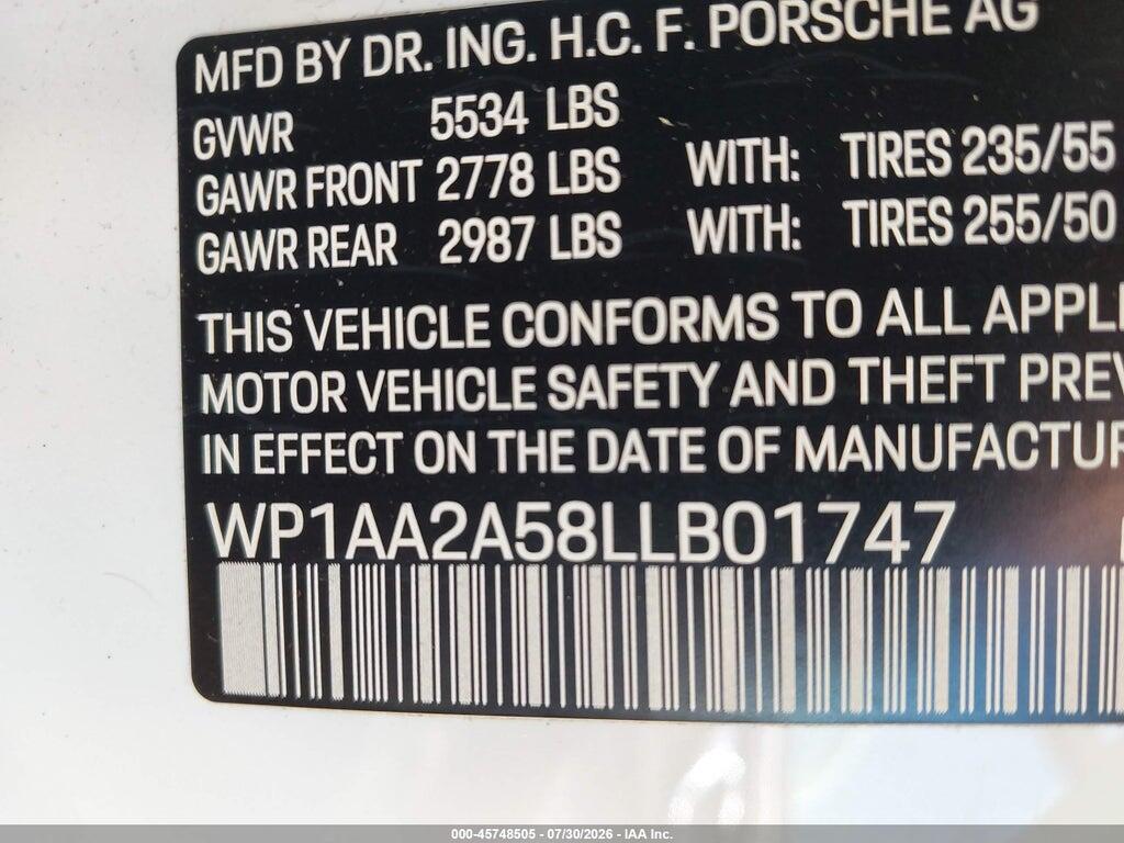 WP1AA2A58LLB01747 2020 PORSCHE MACAN photo no. 9