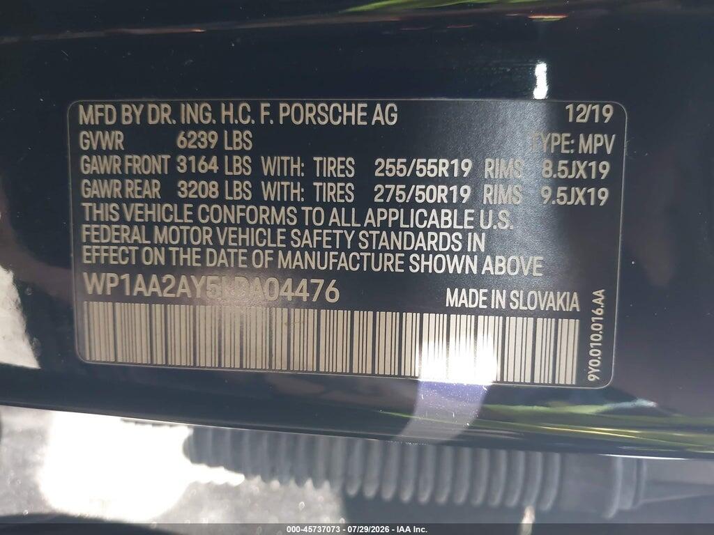 WP1AA2AY5LDA04476 2020 PORSCHE CAYENNE photo no. 9