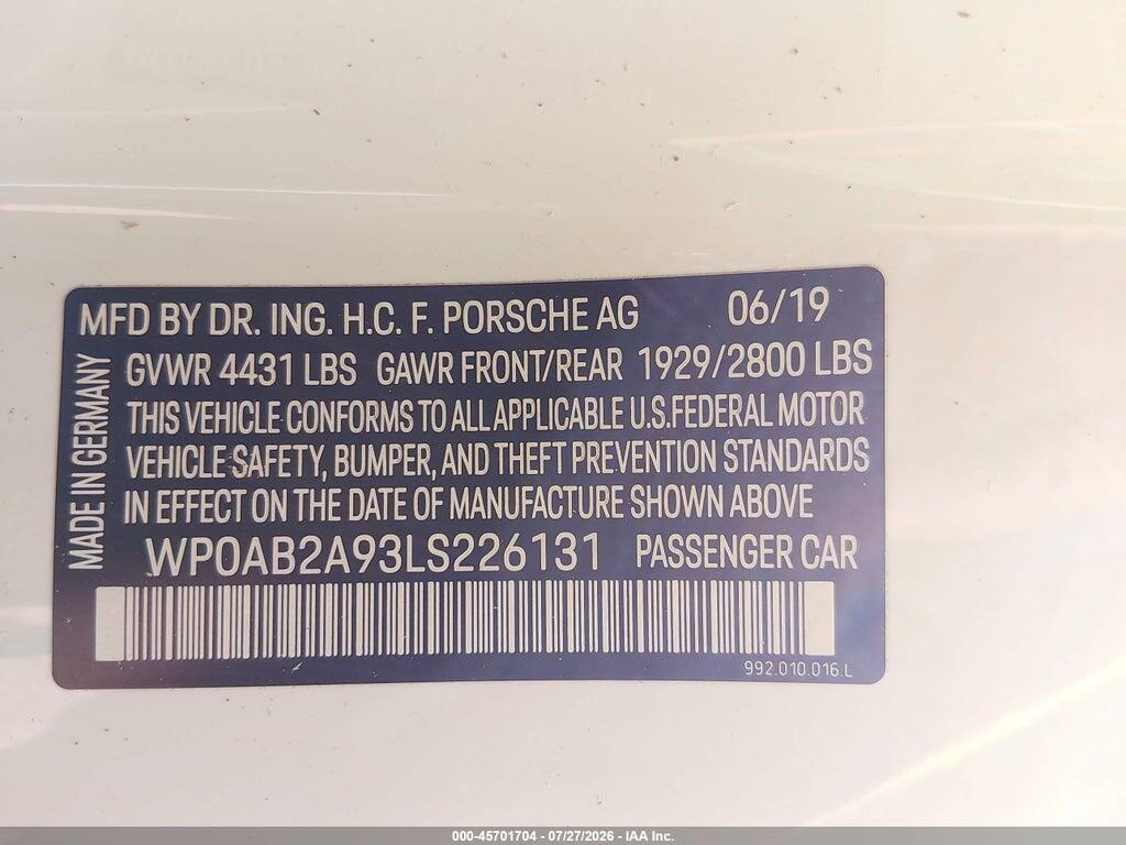 WP0AB2A93LS226131 2020 PORSCHE 911 photo no. 9