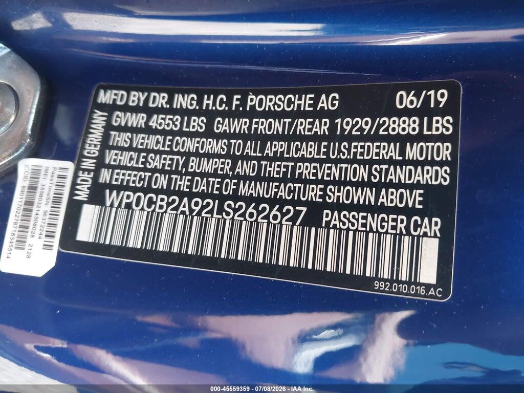 WP0CB2A92LS262627 2020 PORSCHE 911 photo no. 9