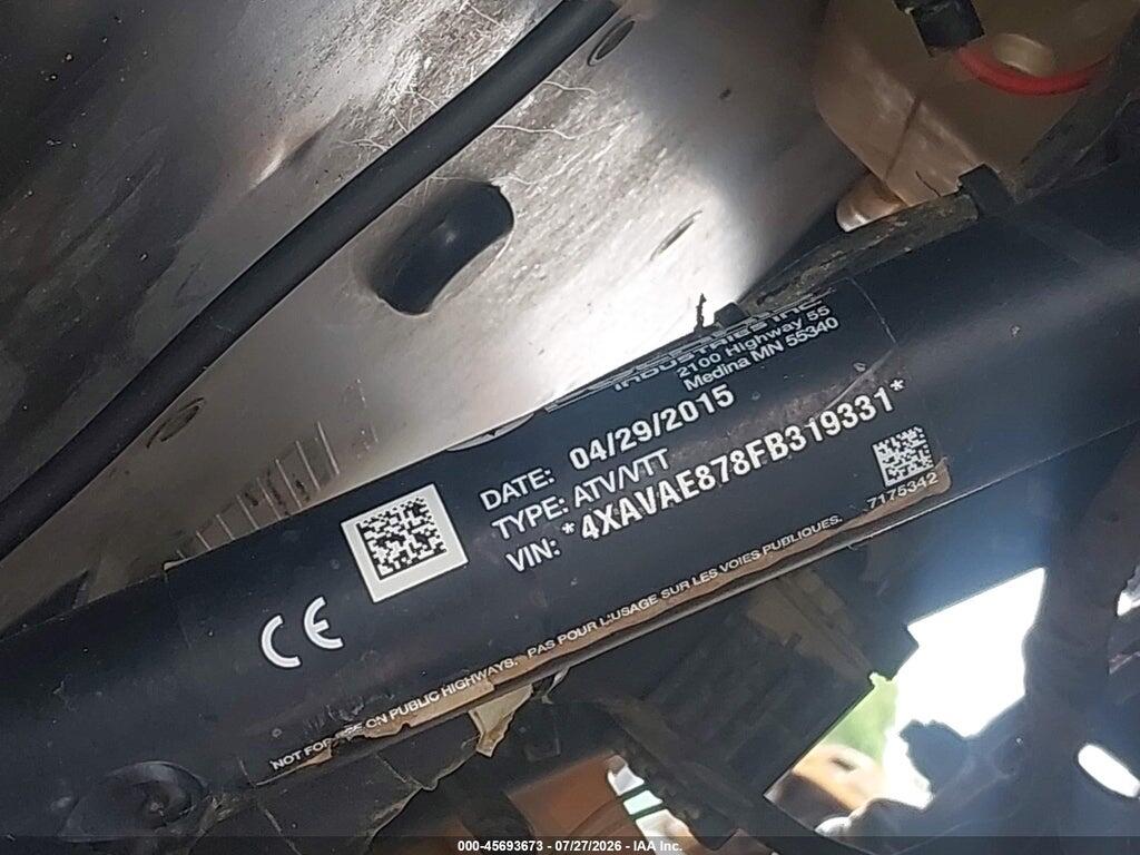 4XAVAE878FB319331 2015 POLARIS RZR photo no. 10
