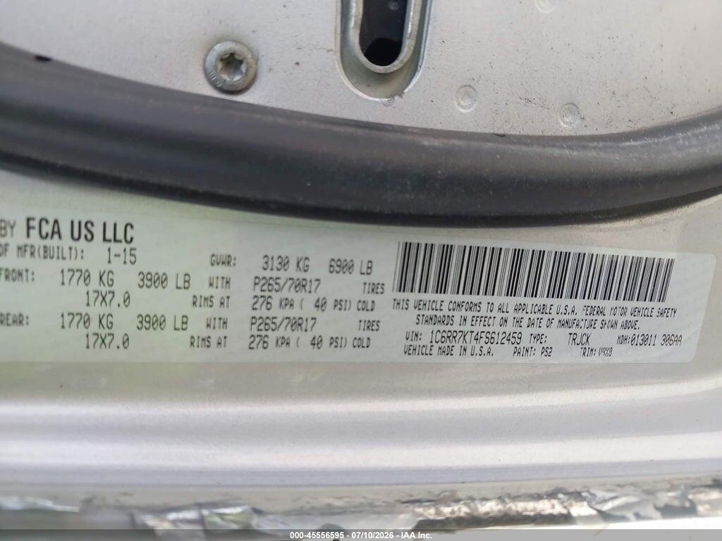 1C6RR7KT4FS612459 2015 RAM 1500 photo no. 9