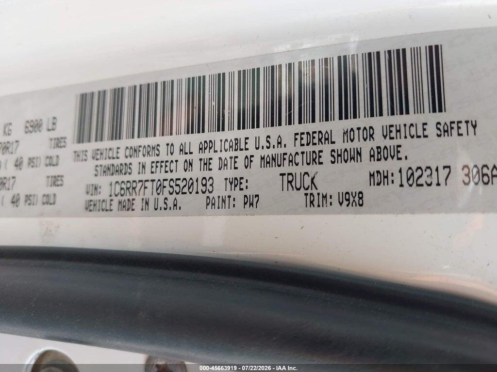 1C6RR7FT0FS520193 2015 RAM 1500 photo no. 9