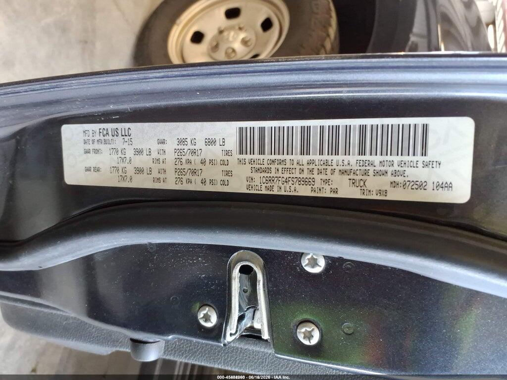 1C6RR7FG4FS789669 2015 RAM 1500 photo no. 9