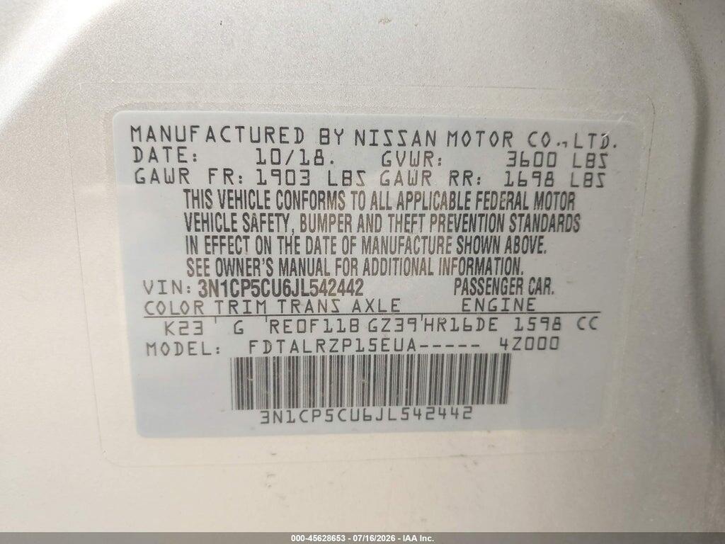 3N1CP5CU6JL542442 2018 NISSAN KICKS photo no. 9