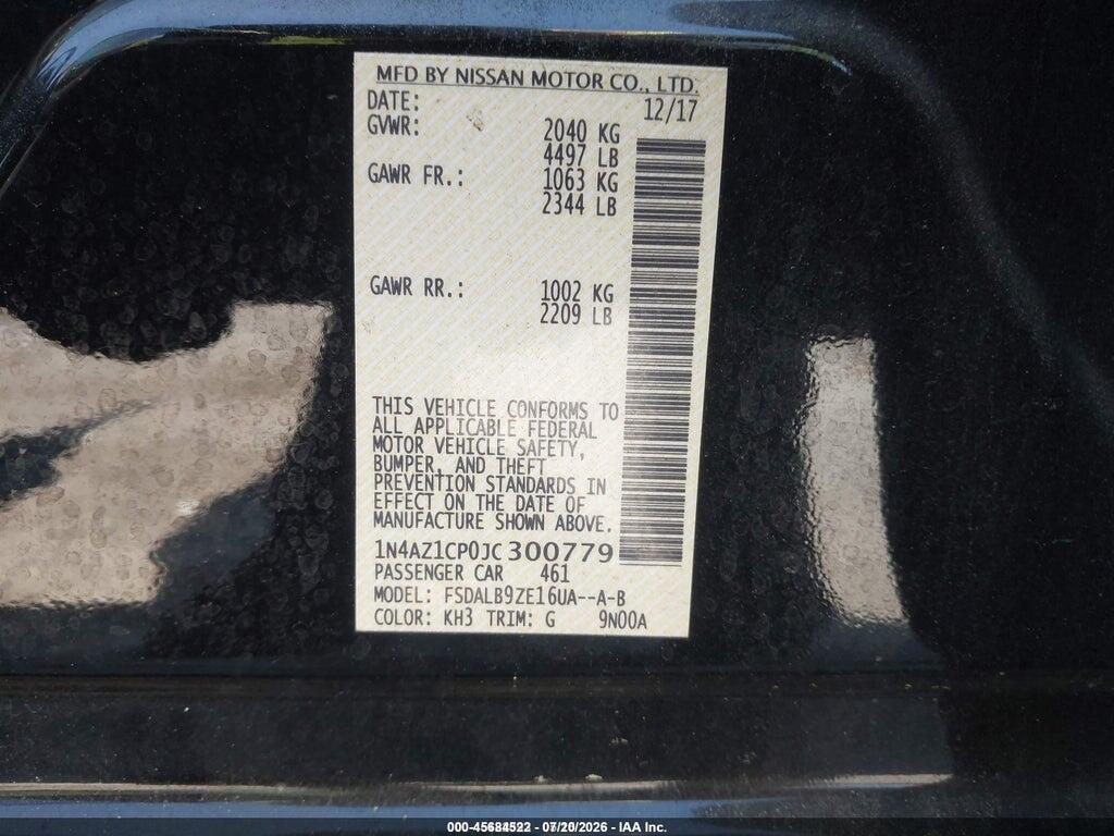 1N4AZ1CP0JC300779 2018 NISSAN LEAF photo no. 9