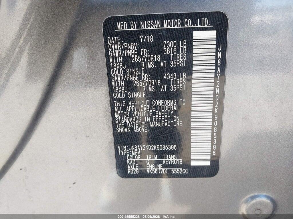 JN8AY2ND2K9085396 2019 NISSAN ARMADA photo no. 9