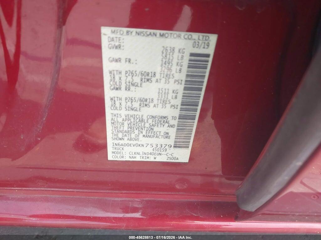 1N6AD0EV0KN753379 2019 NISSAN FRONTIER photo no. 9
