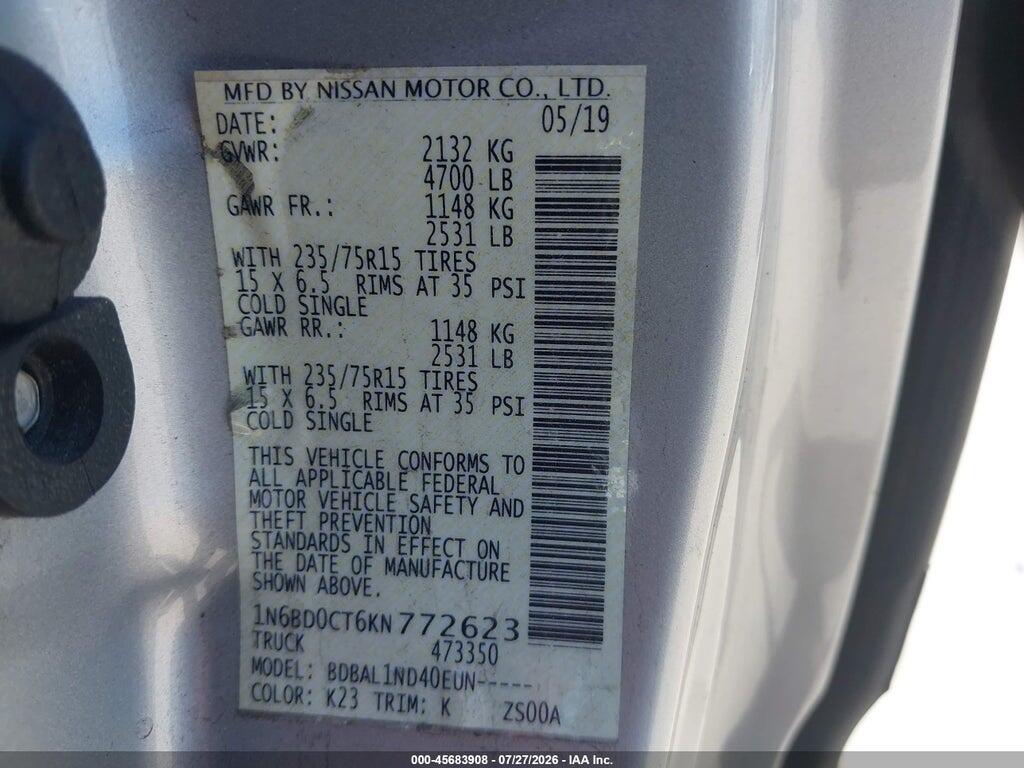 1N6BD0CT6KN772623 2019 NISSAN FRONTIER photo no. 9