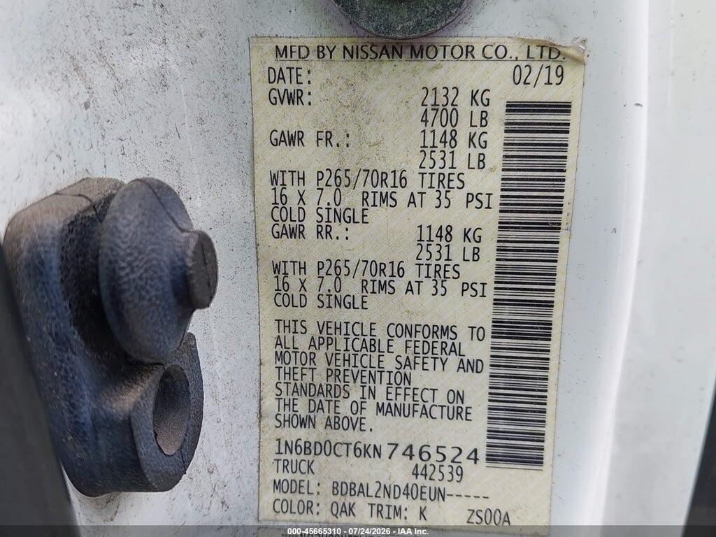 1N6BD0CT6KN746524 2019 NISSAN FRONTIER photo no. 9