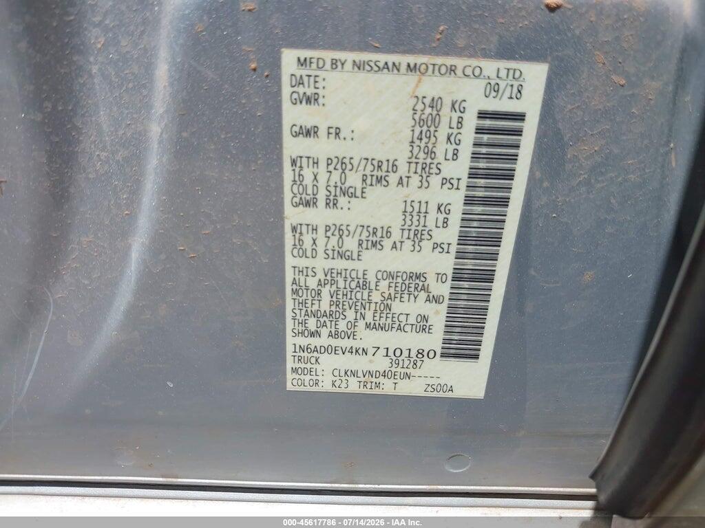 1N6AD0EV4KN710180 2019 NISSAN FRONTIER photo no. 9