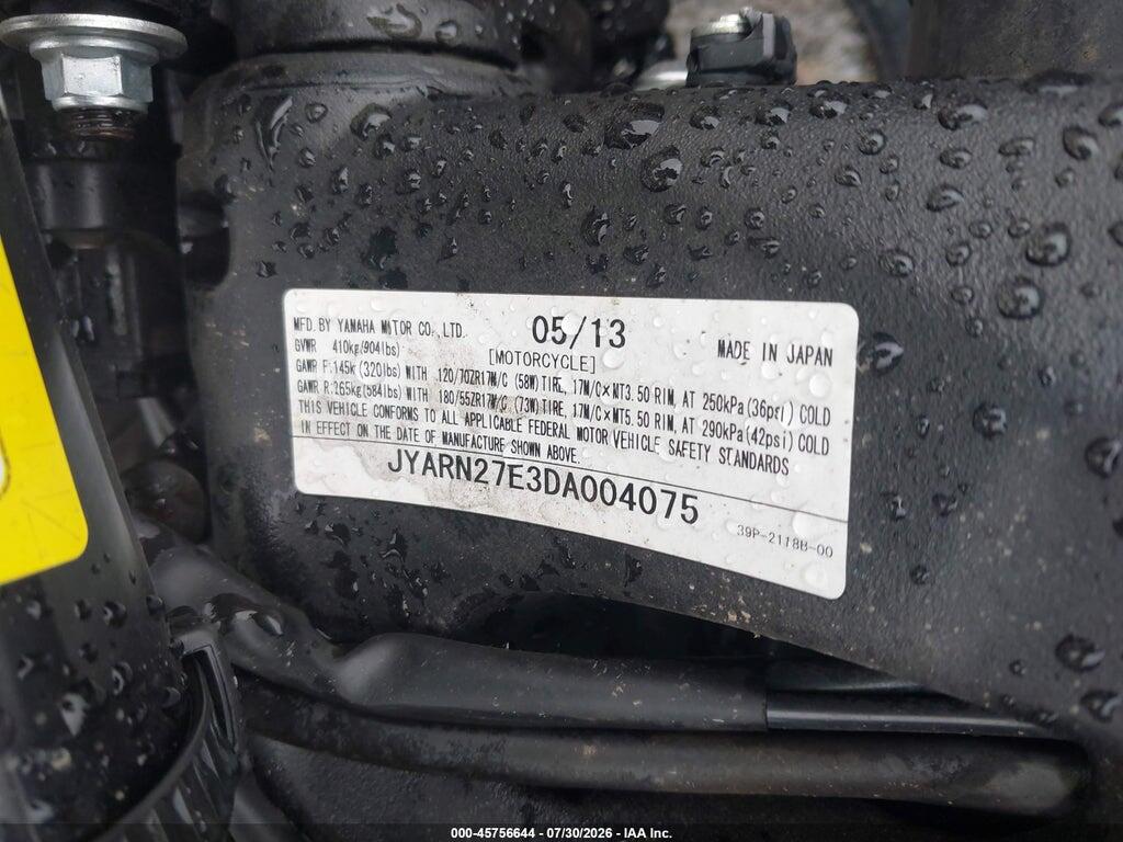 JYARN27E3DA004075 2013 YAMAHA FZ8 photo no. 10