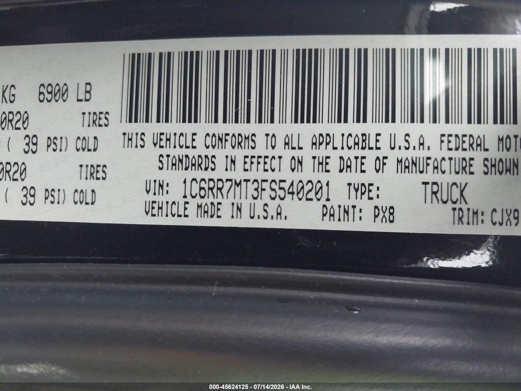 1C6RR7MT3FS540201 2015 RAM 1500 photo no. 9