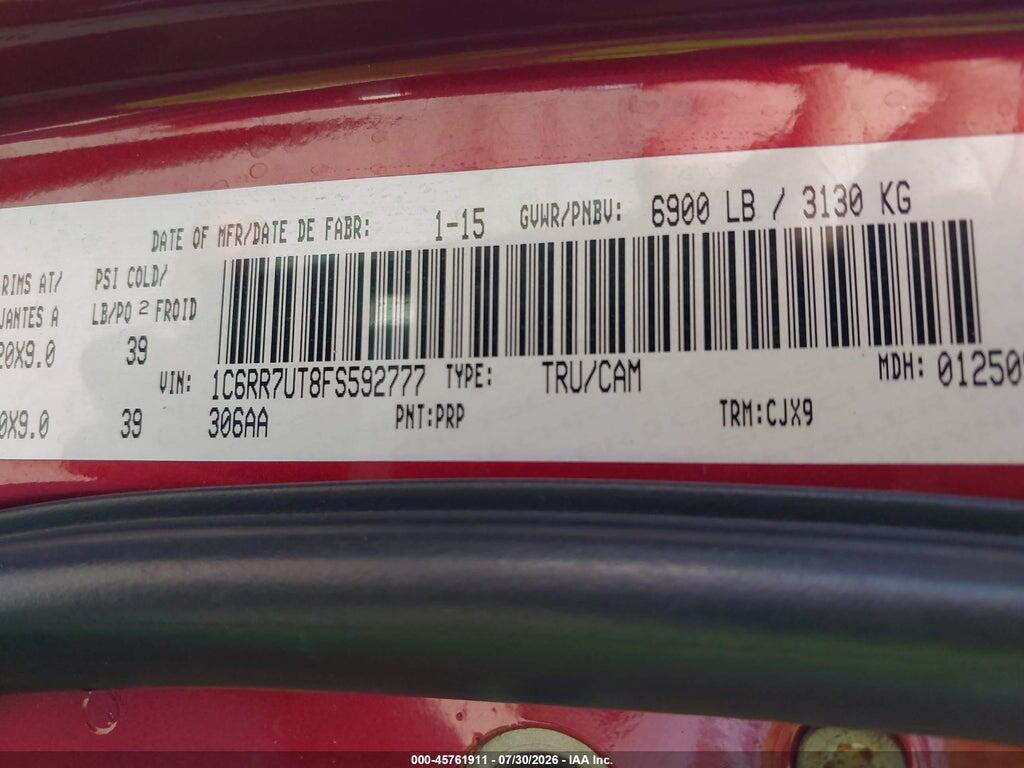 1C6RR7UT8FS592777 2015 RAM 1500 photo no. 9