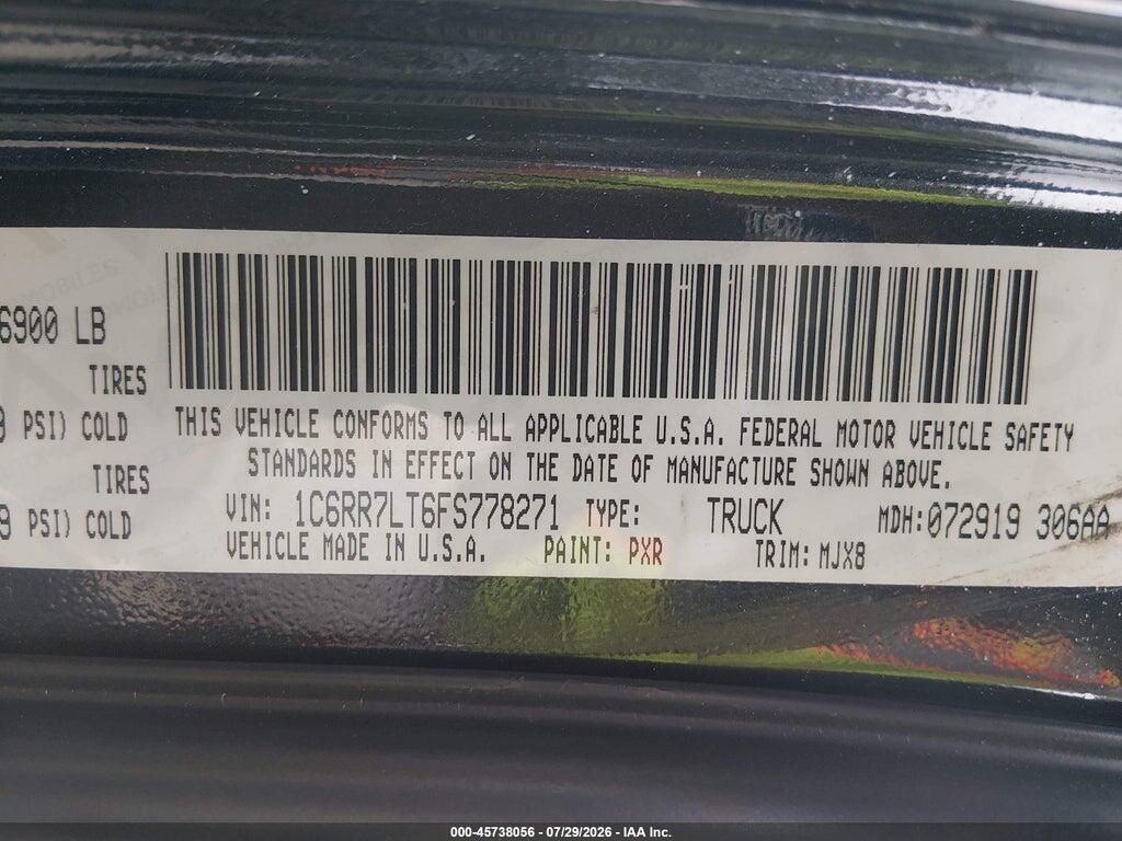 1C6RR7LT6FS778271 2015 RAM 1500 photo no. 9
