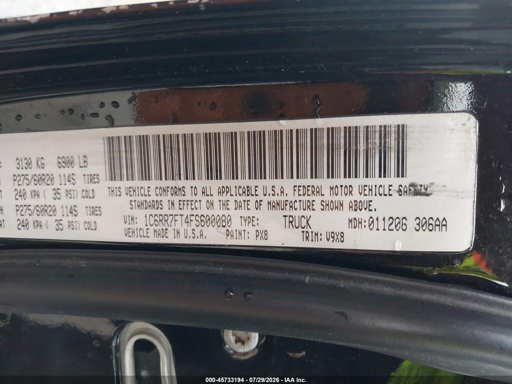 1C6RR7FT4FS600080 2015 RAM 1500 photo no. 9