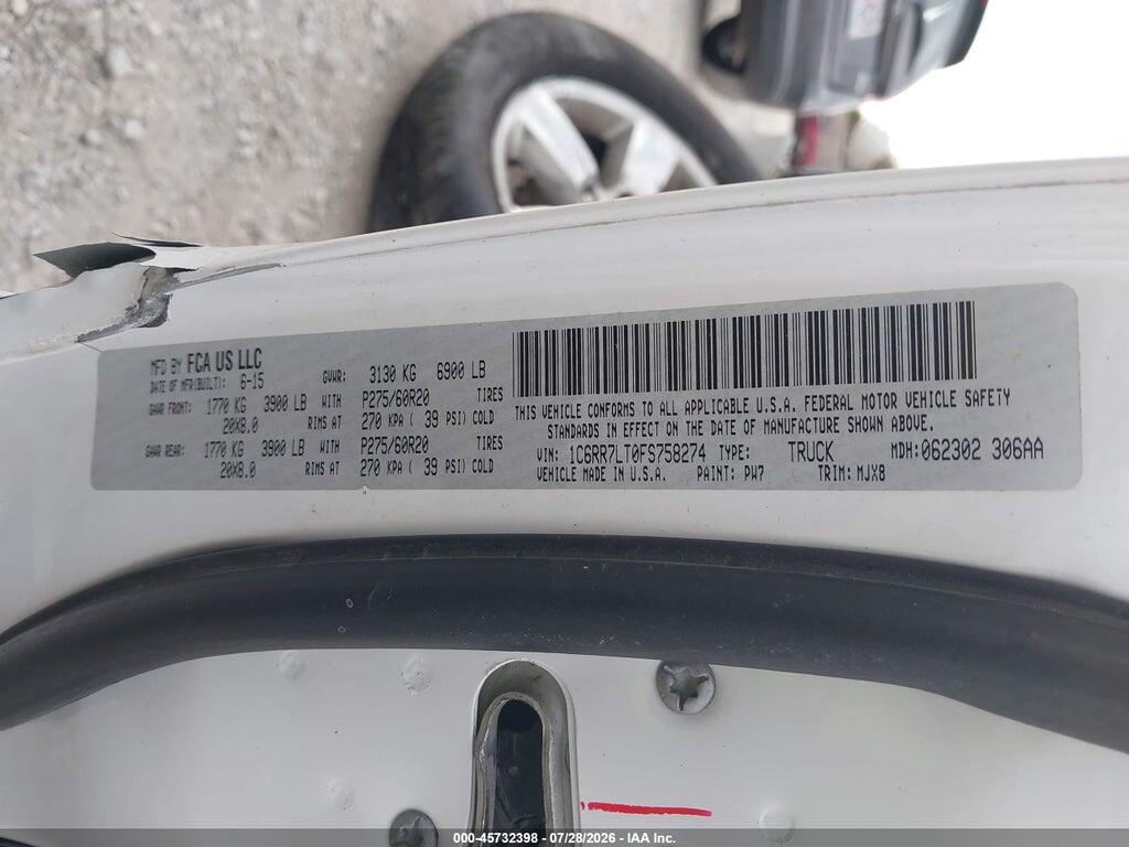1C6RR7LT0FS758274 2015 RAM 1500 photo no. 9