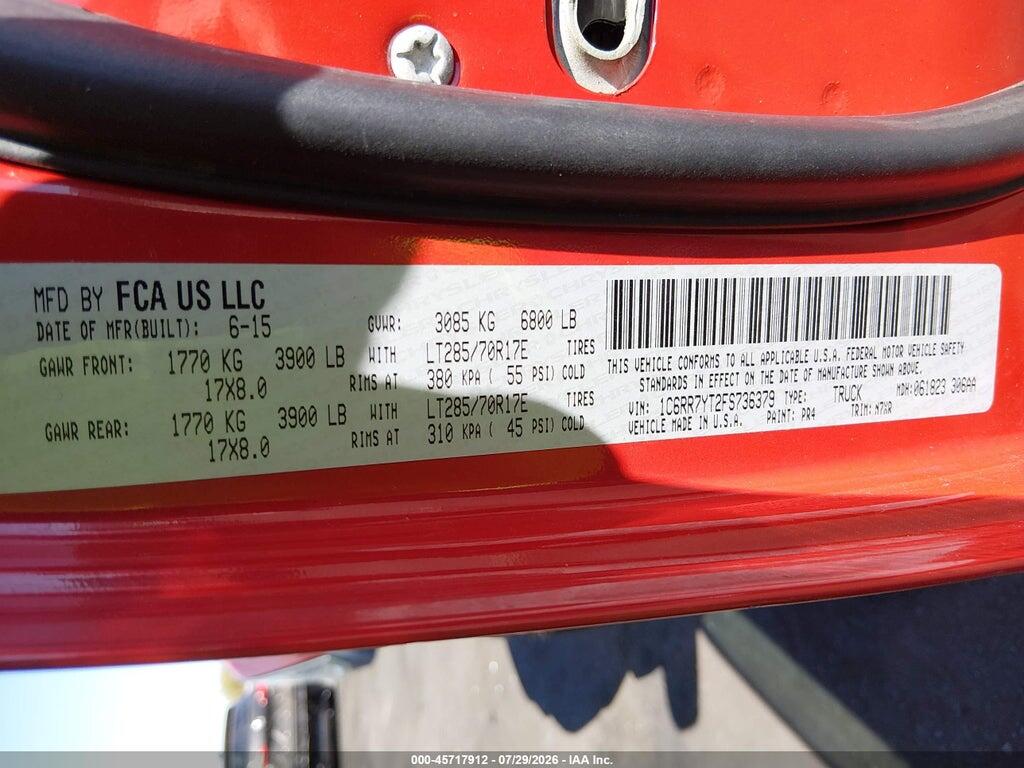 1C6RR7YT2FS736379 2015 RAM 1500 photo no. 9