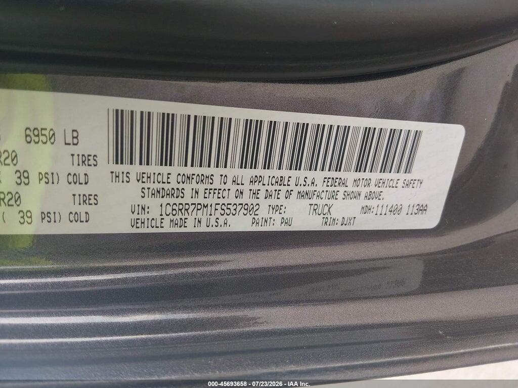 1C6RR7PM1FS537902 2015 RAM 1500 photo no. 9