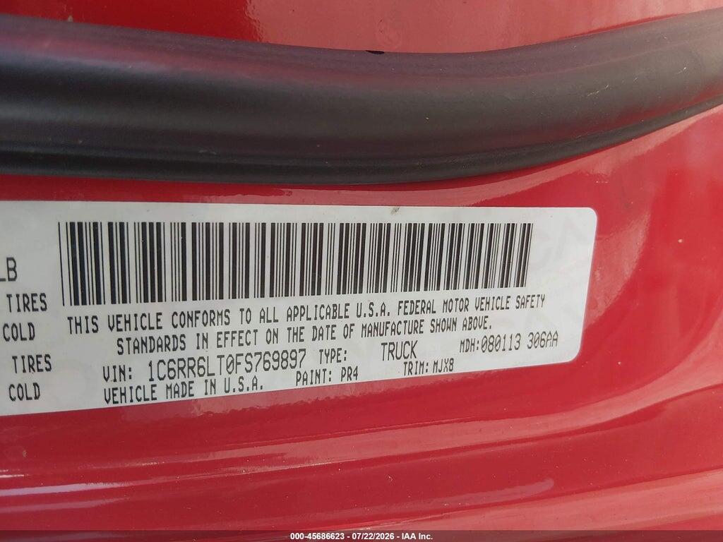 1C6RR6LT0FS769897 2015 RAM 1500 photo no. 9