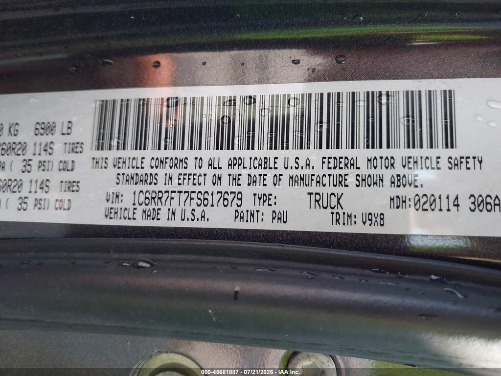 1C6RR7FT7FS617679 2015 RAM 1500 photo no. 9