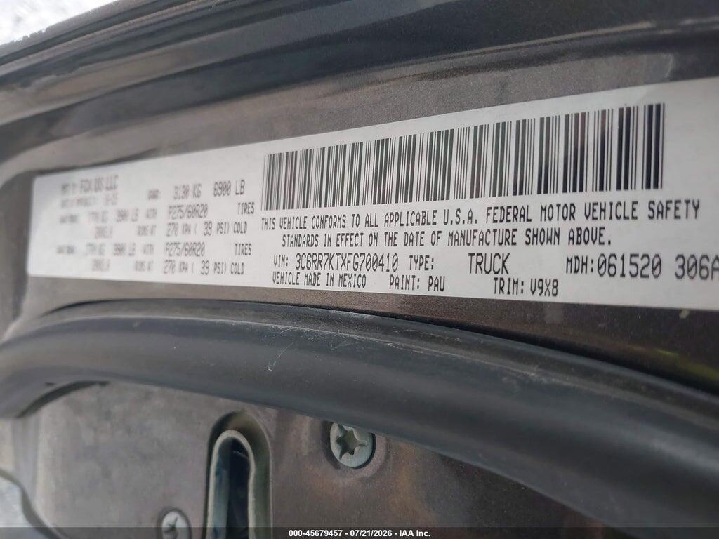 3C6RR7KTXFG700410 2015 RAM 1500 photo no. 9