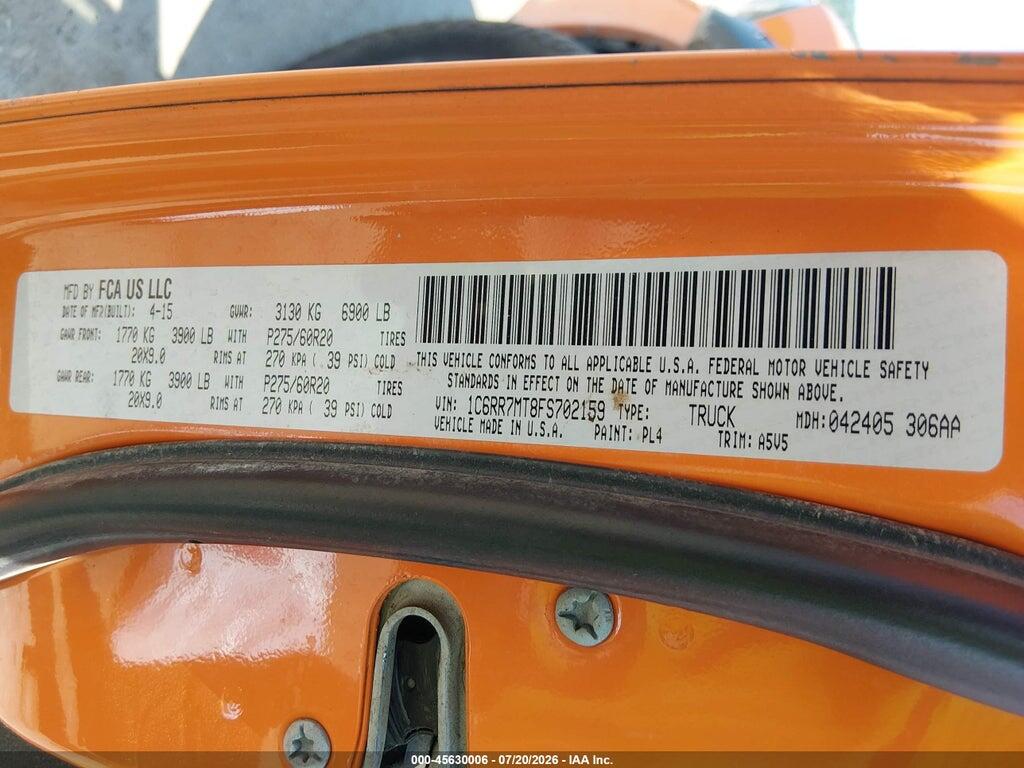 1C6RR7MT8FS702159 2015 RAM 1500 photo no. 9