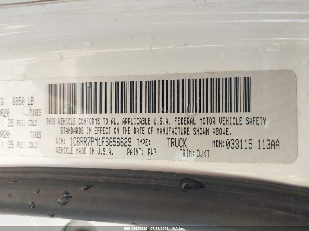 1C6RR7PM1FS656629 2015 RAM 1500 photo no. 9