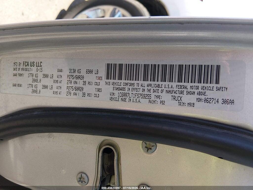 1C6RR7LT1FS759255 2015 RAM 1500 photo no. 9
