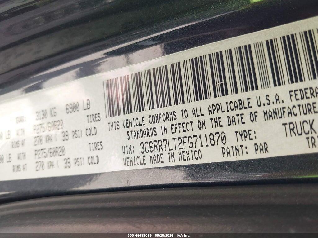 3C6RR7LT2FG711870 2015 RAM 1500 photo no. 9