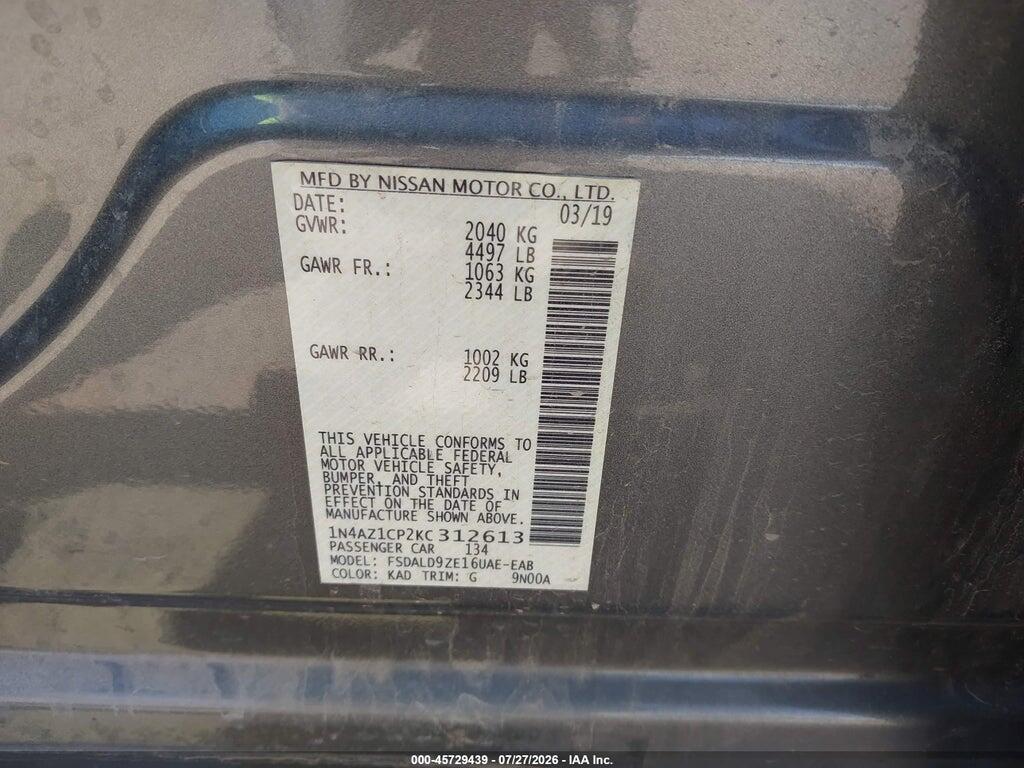 1N4AZ1CP2KC312613 2019 NISSAN LEAF photo no. 9